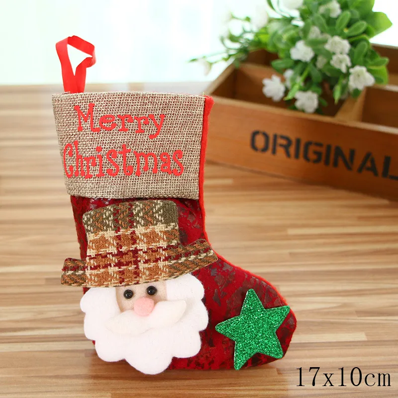 style 4-13-santa Подарочный Рождественский чулок сумки рождественские украшения для дома год подарки сумка с утолщённой меховой опушкой, хороший носки натальное дерево украшения Подарки - Цвет: style 4-13-santa