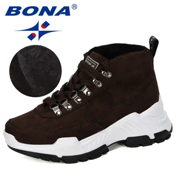

BONA 2019 New Designers Popolar Style Suede Leather Short Plush Ankle Boots Women Anti-Slip Motorcycle Boots Increasing Height