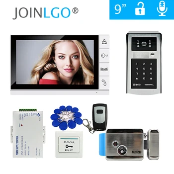 

Free Shipping 9 inch LCD Screen Video Door Phone Intercom Kit Outdoor RFID Code Keypad Doorbell Camera Electric Mechanical Lock