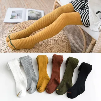 

Baby Kids Girl Autumn Winter Pantyhose Cotton Double Needle Leggings Stocking Pants Student Pantyhose Solid Candy Color Tight