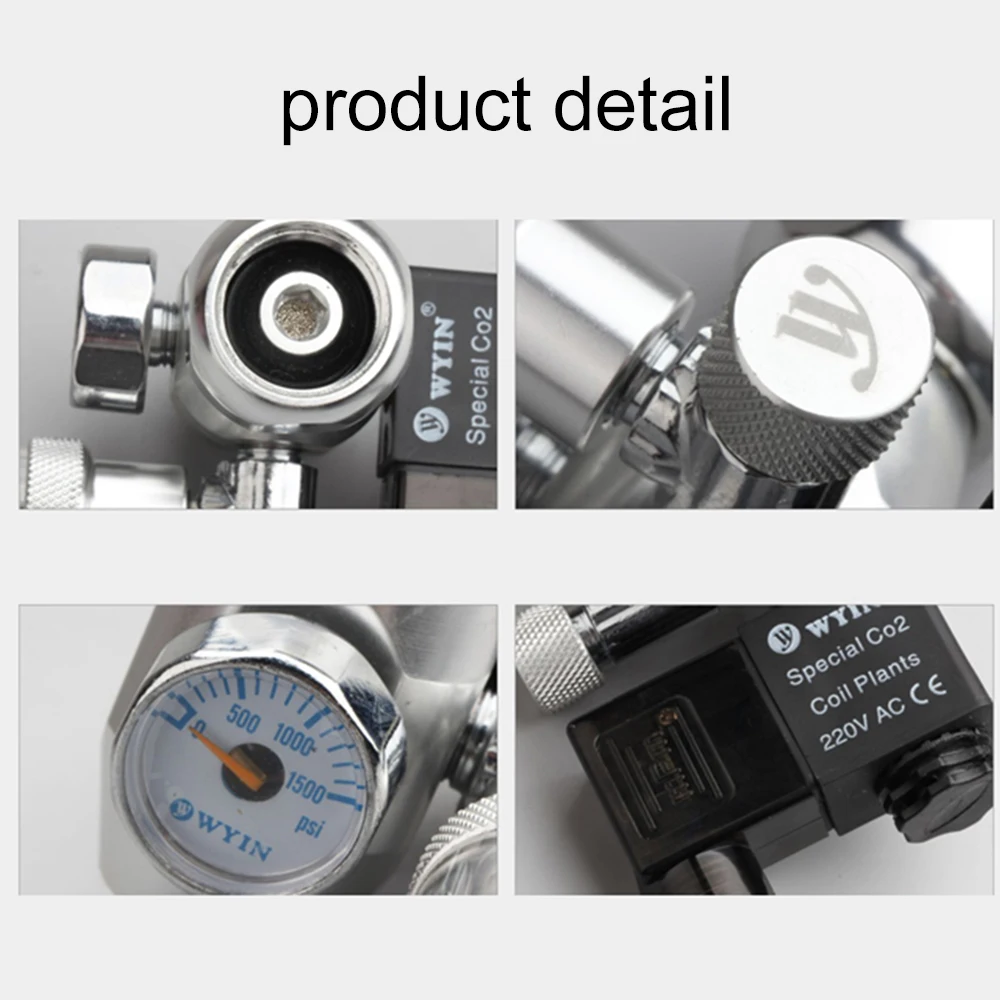 

12V Output Voltage Aquarium CO2 Regulator G5/8 Interface CO2 Pressure Regulator with Solenoid Bubble Counter & Check Valve