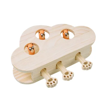

1pcs Wooden Interactive Mouse Cute Durable Cat Catch Toy Funny Cat Toy Mice Toy for Pet