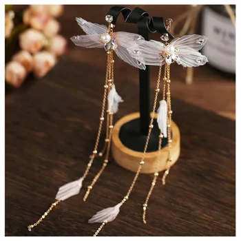 

Vintage Style Four/Two-Piece Set Cute Silk Flower Pearl Tassel Antique Side Hairpins for Elegant Women Ear Clips