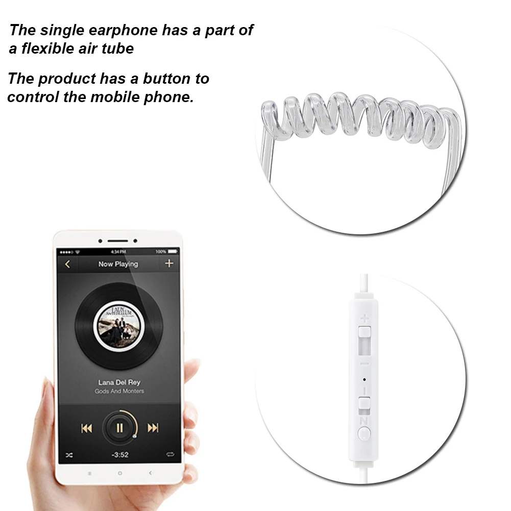 Auriculares Earbud Audifono In-Ear Headsets Air Tube Security Earpiece With Mic For IOS For Android airpiece for android