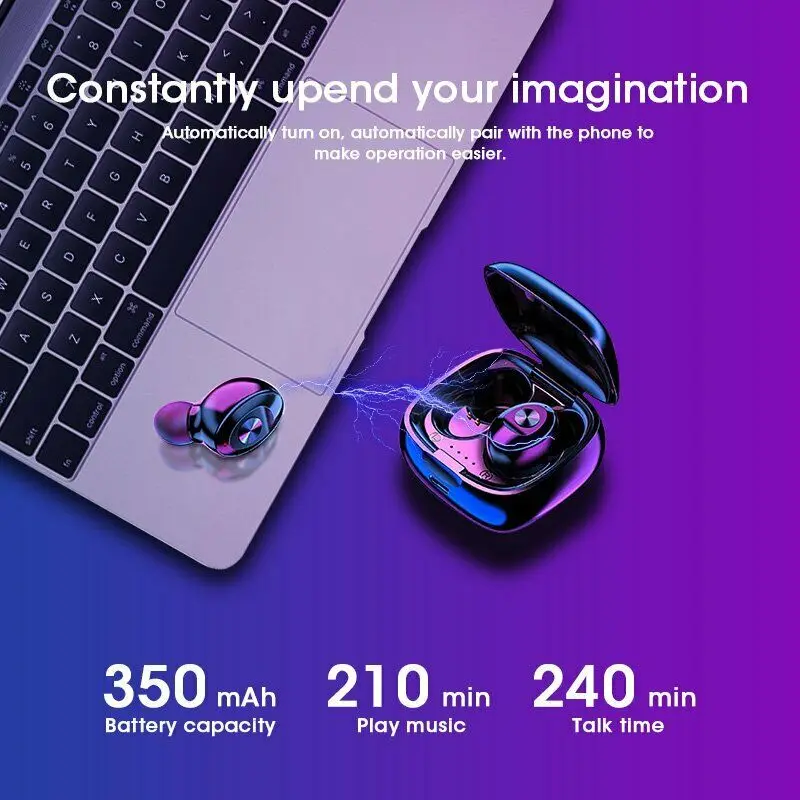Wireless Earphones TWS Bluetooth 5 0 Mini Earbuds Stereo Bass LED Power Display Noise Cancelling Sports Waterproof Earbud In Ear