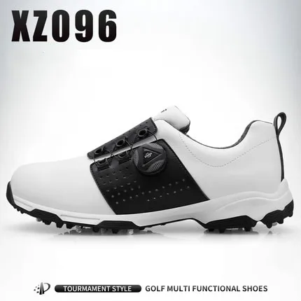 PGM обувь для гольфа мужская Водонепроницаемая дышащая противоскользящая обувь новые шнурки Спортивная Шипованная обувь - Цвет: fixedblack