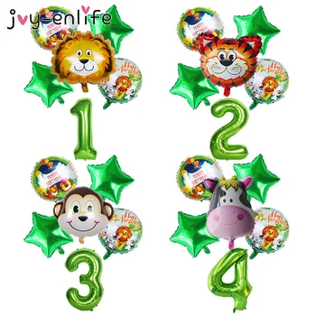 

6pcs/set Birthday Party Decor for kids Jungle Animal Air Balloon Safari Zoo Theme Tiger Lion Cow Monkey Zebra Giraffe Balloons