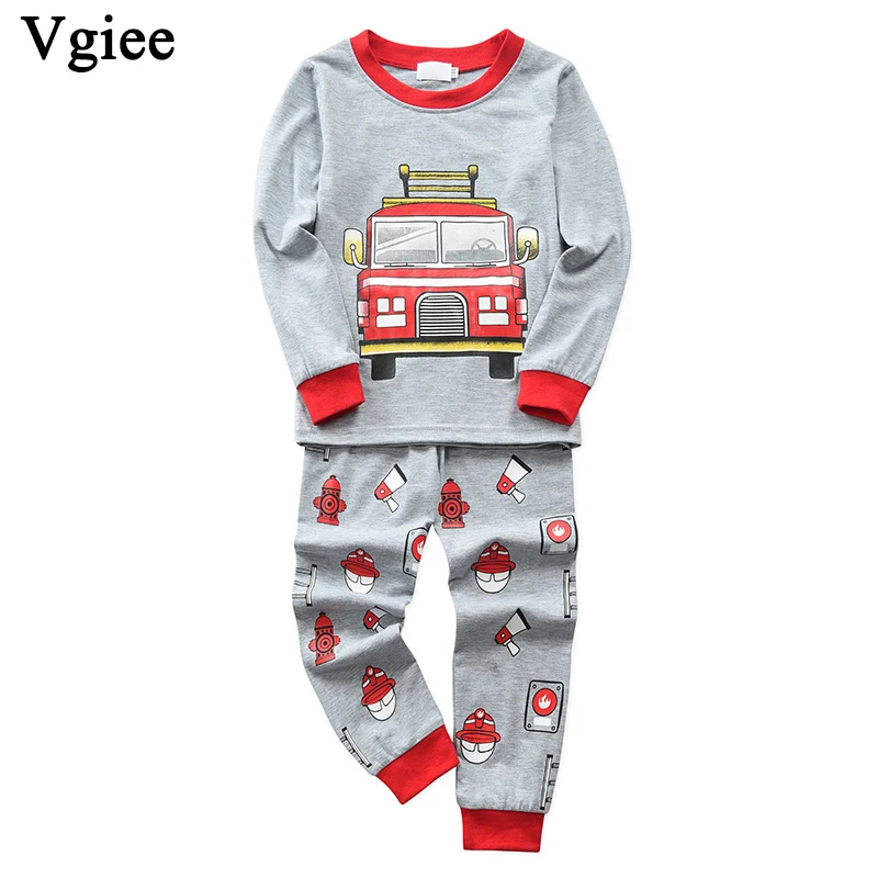 

Vgiee Kids Boys Children Clothes Cotton Polyester Full Cartoon Pattern for Fire Truck Boys Fall Outfits Boy Set CC656