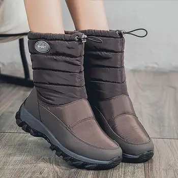 

2019 Women snow boots platform winter boot thick plush waterproof non-slip fashion women shoes warm fur shoes botas mujer