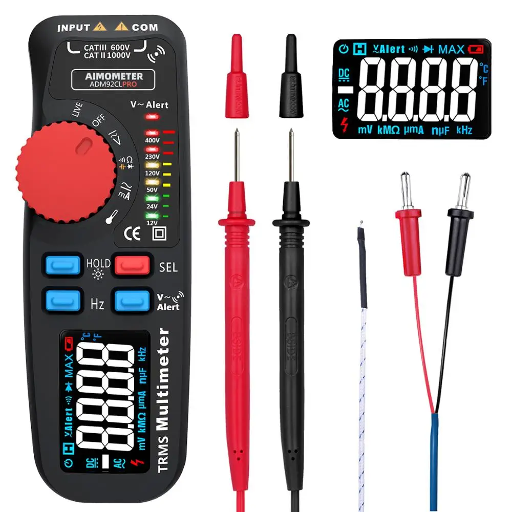 Цветной дисплей Цифровой мультиметр AIMOMETER ADM92CL DC AC Напряжение Ток мультиметровый
