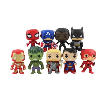 

Marvel DC Super Heroes Avengers Captain America Iron Man Spiderman Black Panther Thor PVC Action Figure Toys 9pcs/set
