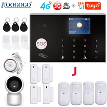 Système d'alarme de sécurité domestique, wi fi, GSM/4G/3G, contrôle avec application Tuya, caméra IP, capteur de porte, compatible avec Alexa et Google Home 