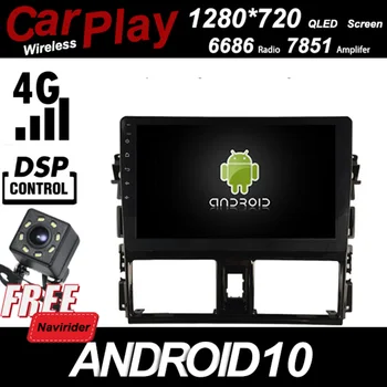

Qled 1280*720 Screen Car Android 10 Player for Toyota Vios Yaris 2016 Multimedia Carplay Bluetooth GPS Radio Head Unit