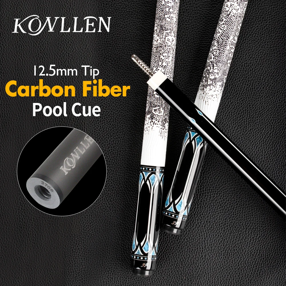 

KONLLEN JFLOWERS Carbon Billiards Pool Cue Carbon Fiber Shaft 12.3-12.5mm Tip Radial Pin/11Teeth Joint Turquoise Inlay Butt Kit