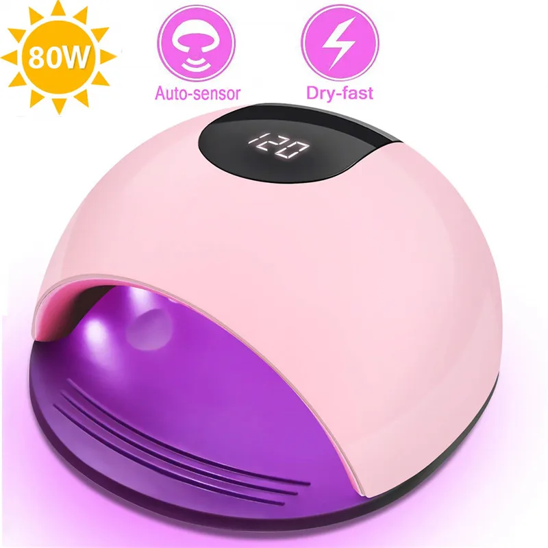 

80W UV LED lamp for nail dryer 10s / 30s / 60s / 120s timer LCD monitor Light therapy machine quick-drying induction nail lamp