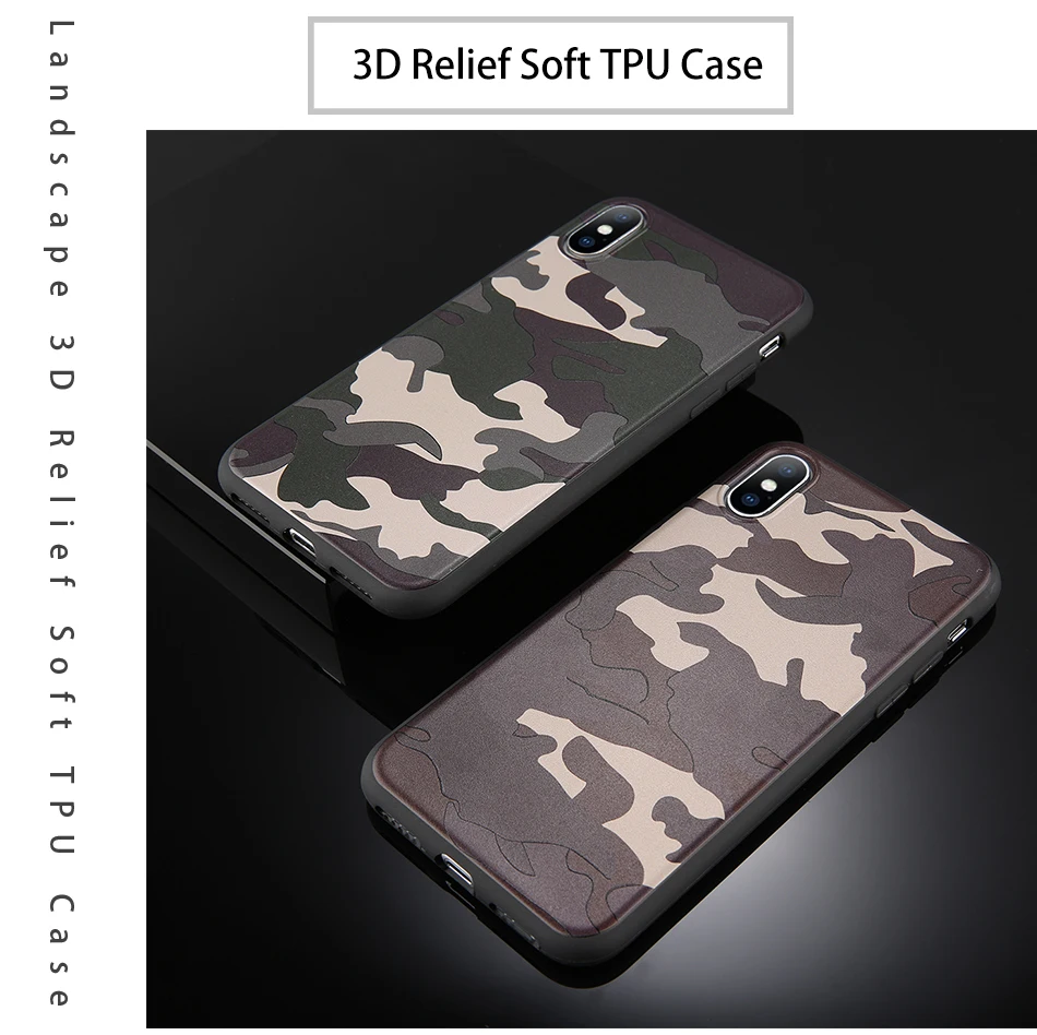 Противоударный камуфляжный чехол USLION для телефона iPhone 11 Pro Max X XR Xs Max, Мягкая силиконовая задняя крышка из ТПУ для iPhone 6 6s 7 8 Plus