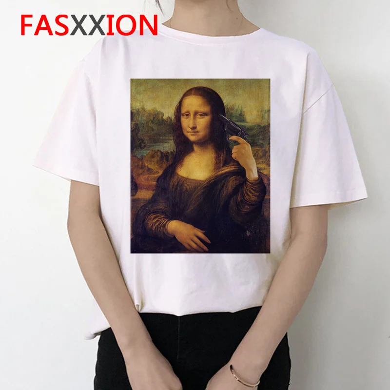 Mona Lisa, женская футболка, ulzzang art, смешная, Корейская, 90 s, футболка, летняя, эстетическая, Ullzang, винтажная, женская футболка, одежда, топ, футболка - Цвет: 7280