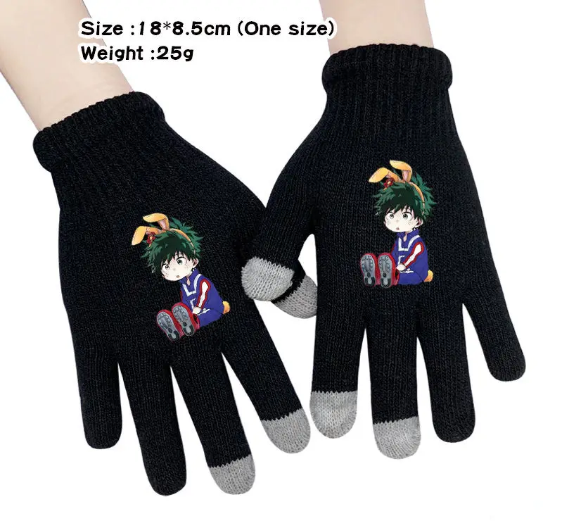 My hero Academy Midoriya Izuku аниме вязаные перчатки Boku no hero Academy Мультяшные перчатки мужские модные теплые перчатки варежки подарки - Цвет: R