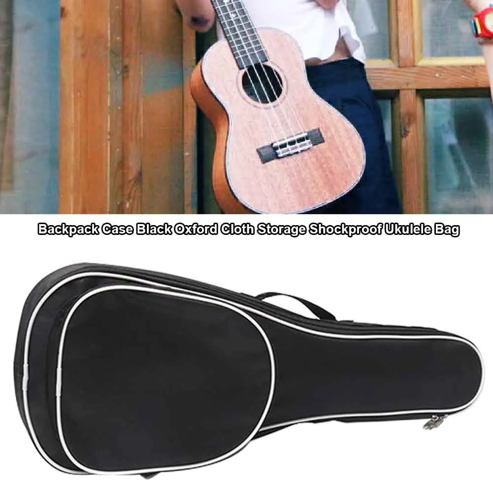Bolsa de almacenamiento para ukelele con correa ajustable, mochila gruesa a prueba de golpes acolchada, color negro, 21, 23 y 26 pulgadas