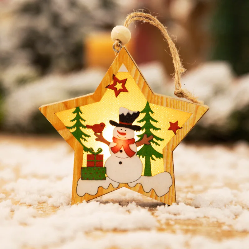 Star snow Navidad деревянные рождественские украшения поезд Санта новогодние игрушки подарок для детей Снеговик Рождественская елка украшения для дома вечерние украшения - Цвет: Star snow
