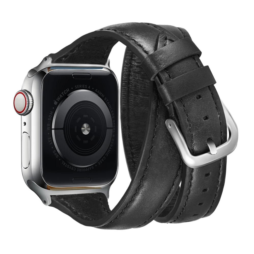 Длинный кожаный ремешок для Apple Watch Iwatch серии 5 4 3 2 1 40 мм 44 мм 38 мм 42 мм двойной тур петля браслет ремень Смарт часы