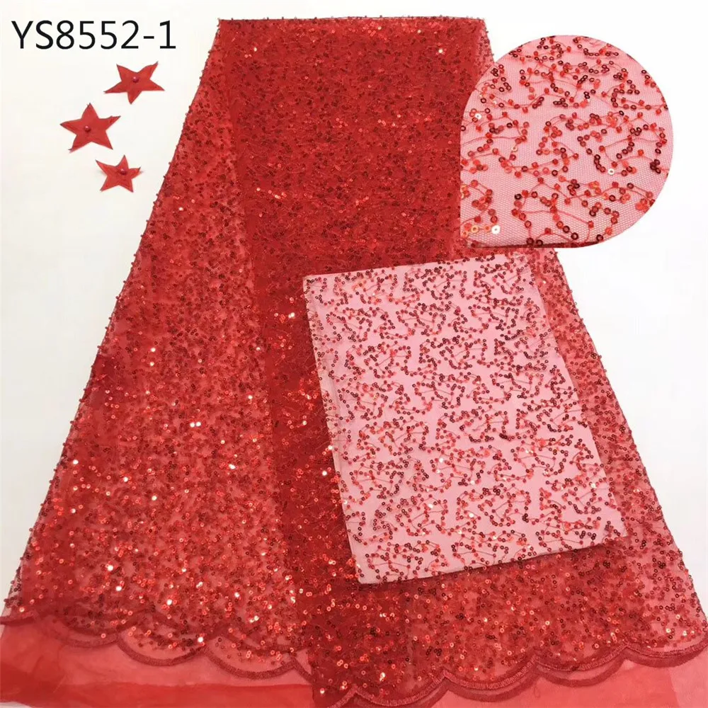 1 African Nigeria So lovely pink color lace fabric embroidery trim bridal beaded use for wedding - Цвет: 1