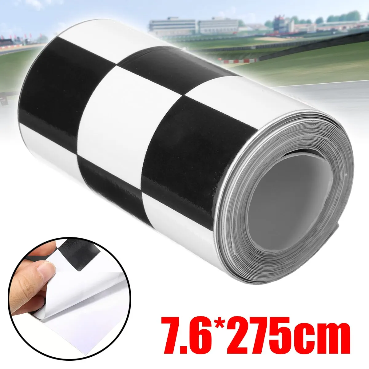 1PC 7.6x275cm Waterproof Checkered Vinyl Sticker Tape Black And White Decal For Car Motorcycle Body Tank Decorating