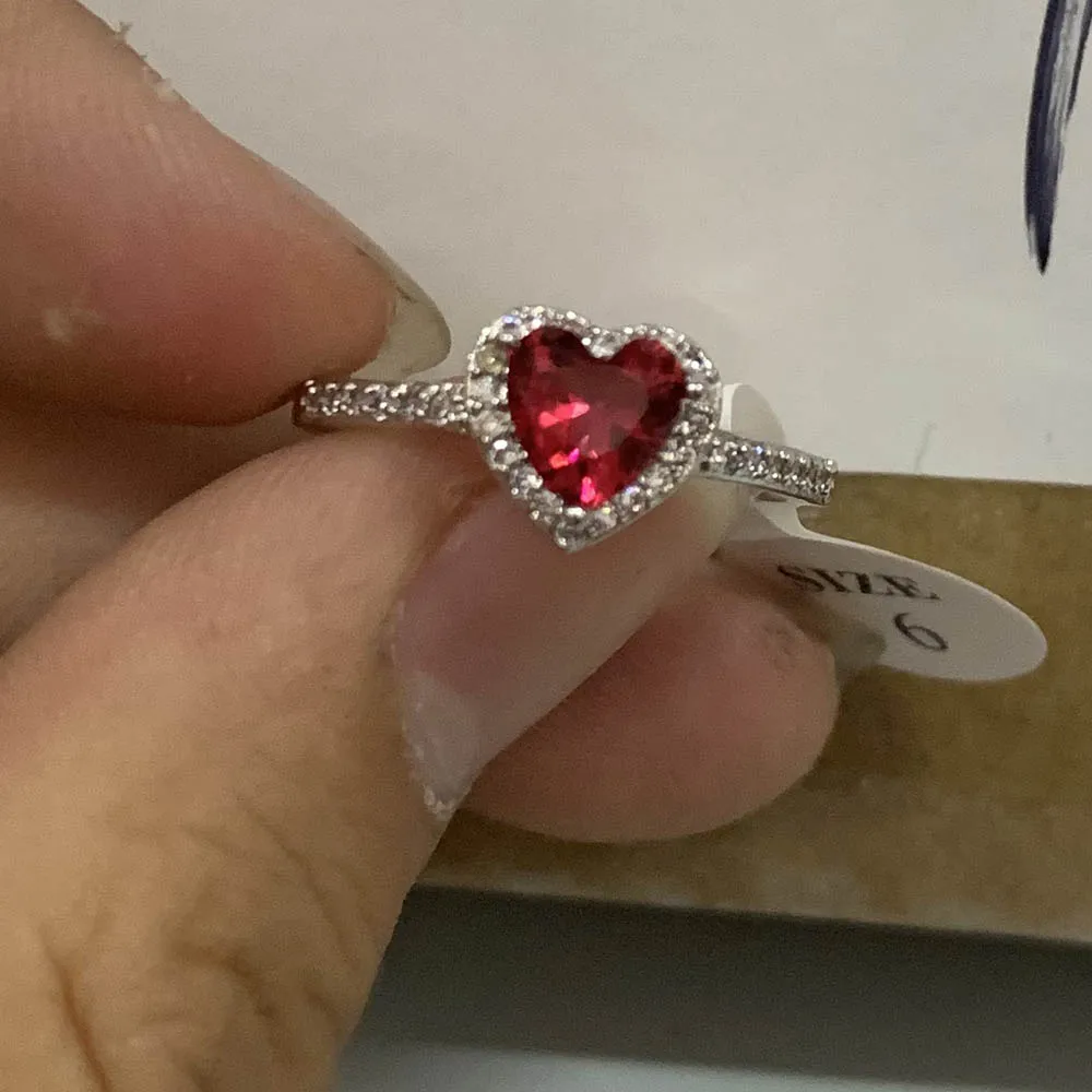 Princess Cut Natural Gemstones Moissanite Zircon Silver Color Engagement Wedding Party Heart Rings silver heart ring,silver rings,silver ring,wedding rings,moissanite ring,gemstone ring