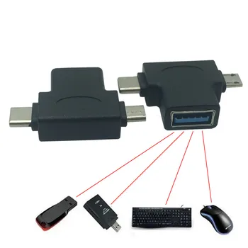 

USB C USB Adapter USB 3.0 OTG Adapter Cable 2 in 1 Micro USB OTG Converter for Xiaomi One Plus Nexus 6P All in one new