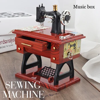 

Cute Mini Sewing Machine Music Box Retro Gift Table Home Decor PAK55