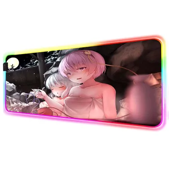 

ZSUXTC Two Sexy Girls RGB Large Multi-size LED Lock Mouse Pad Anime Sexy Pattern Computer Notebook Kawaii Mousepad Desk Mat