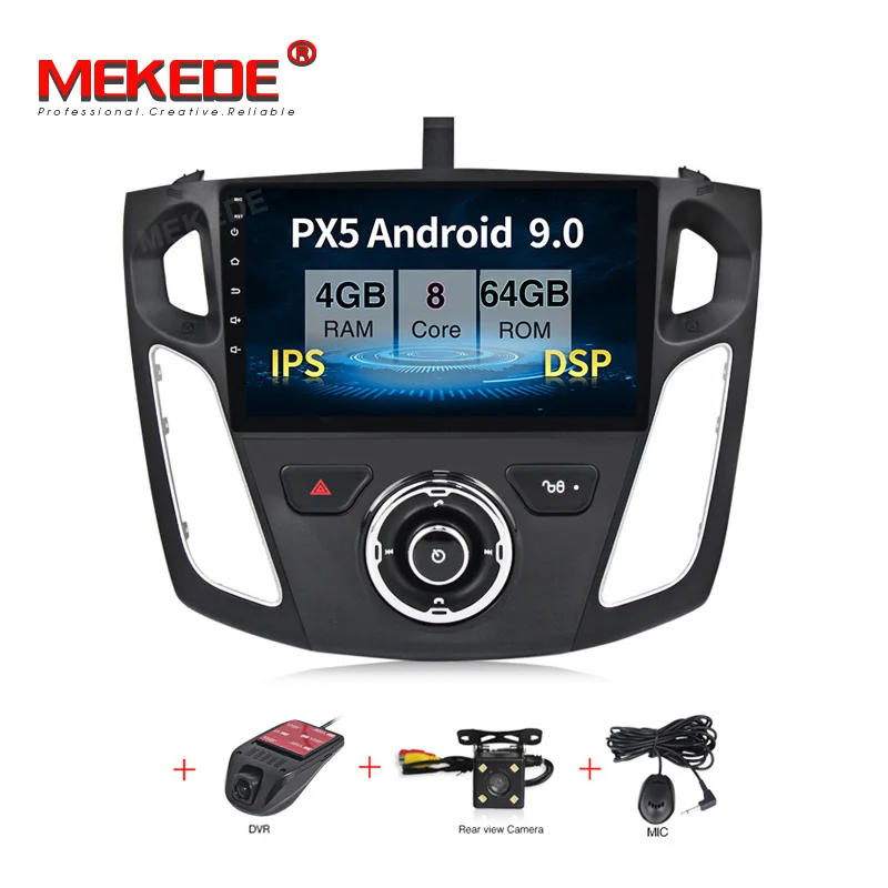 64G DVD CAMERA DVR MEKEDE PX30 2+ 16G Android 9,0 автомобильный DVD плеер с gps-навигатором для Ford Focus 2012- Зеркало Ссылка Bluetooth большой экран автомобиля радио - Цвет: 64G DVD CAMERA DVR