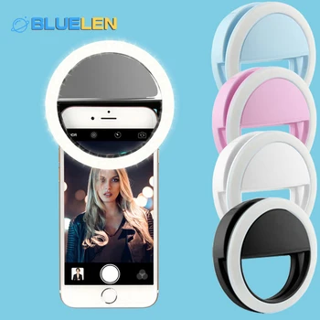 

BLUELEN Selfie Ring Light Clip On USB Rechargeable Adjustable Brightness Portable Photography Video for Smart Phone laptop pad