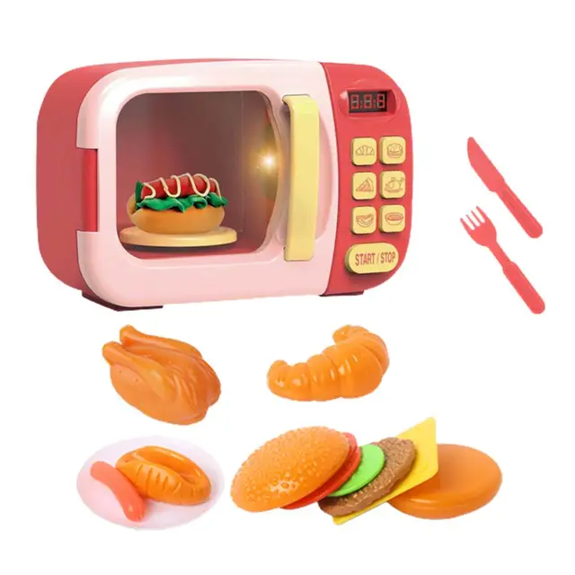 Cute Mini Microwave Oven Interactive 31pc Kitchen Children Toys