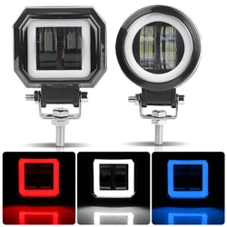 Phare antibrouillard Led 7D 3 ''20W pour moto, Halo, Jeeps, ATV, 12V, 24V, SUV, feux de travail 