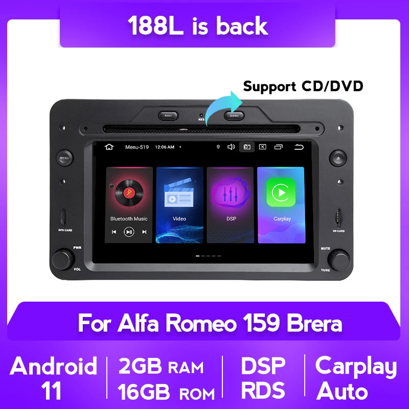 7 "ips Rds Dsp 4gb+64gb 2din Android Car Gps Navigator For Alfa Romeo 159 Brera Spider Sportwagon Radio Navigation Gps - Car Multimedia Player - AliExpress