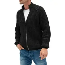 

Men Cardigan Long Sleeve Knitted Casual Sweater Coat Stand Collar Solid Color Sweater Fashion Loose Knitwear Autumn Winter