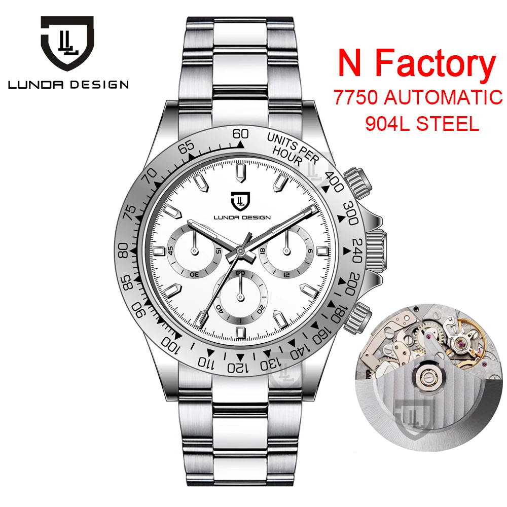

LUNDA Design Luxury brand Men's Watch NOOB Automatic 7750 movement 904L Chronograph Dayto Men's Watch