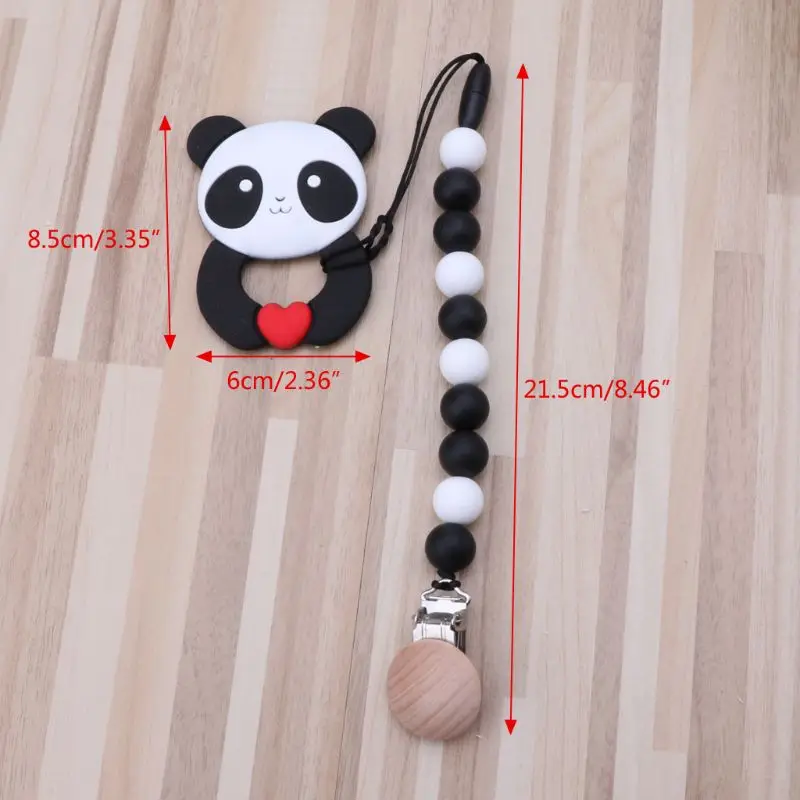 Детское кольцо-прорезыватель с клипсой на цепочке, Panda BPA Free, Силиконовые Прорезыватели для зубов, жевательная игрушка, подарок для младенцев, 72XC
