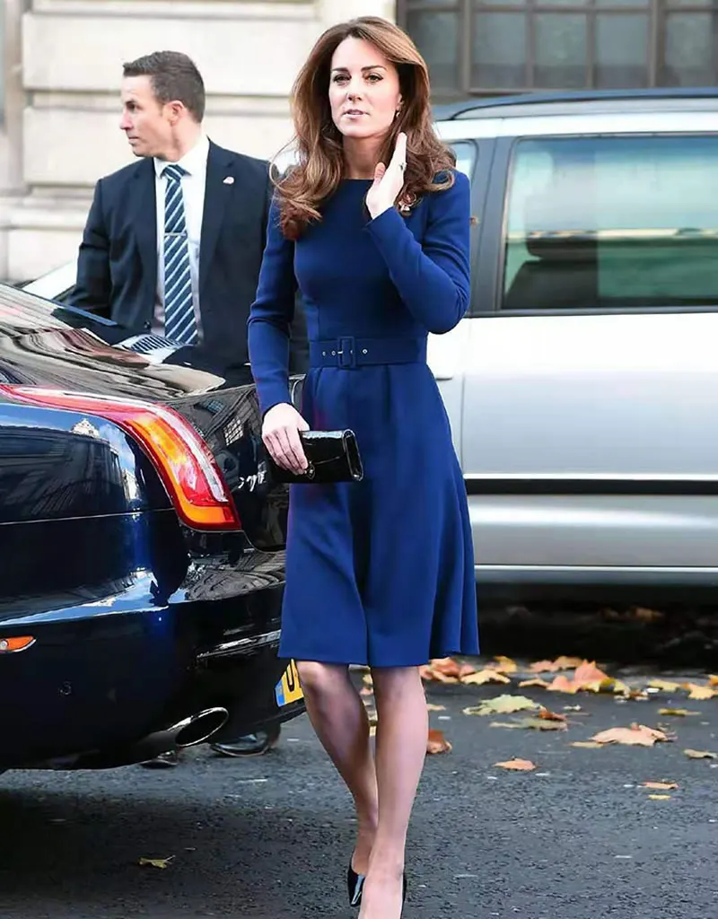 Новое однотонное женское платье принцессы Kate, модное платье трапециевидной формы с круглым вырезом и длинным рукавом, платье для работы