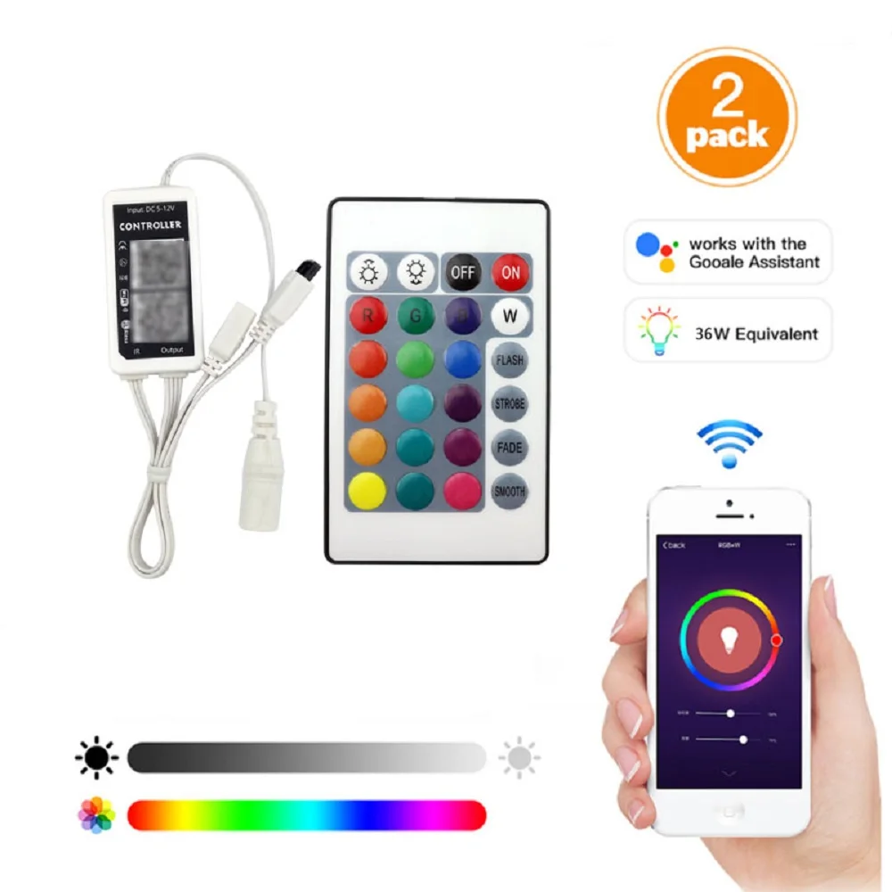 

2sets WIFI smart RGB strip controller sync to music work with Alexa Google Home Phone DC 12V WIFI controller for Strip light