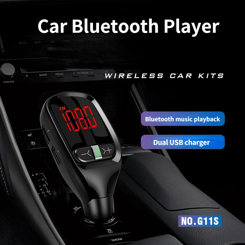 

G11S large screen digital display car mp3 player fm transmitter car charger car Bluetooth mp3 Dual USB charger for phone