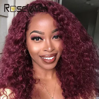 

Curly Lace Closure Wigs Burgundy For Black Women Curly Lace Closure Wig 4X4 Lace Closure Wig Brazilian Curly Human Hair Wigs