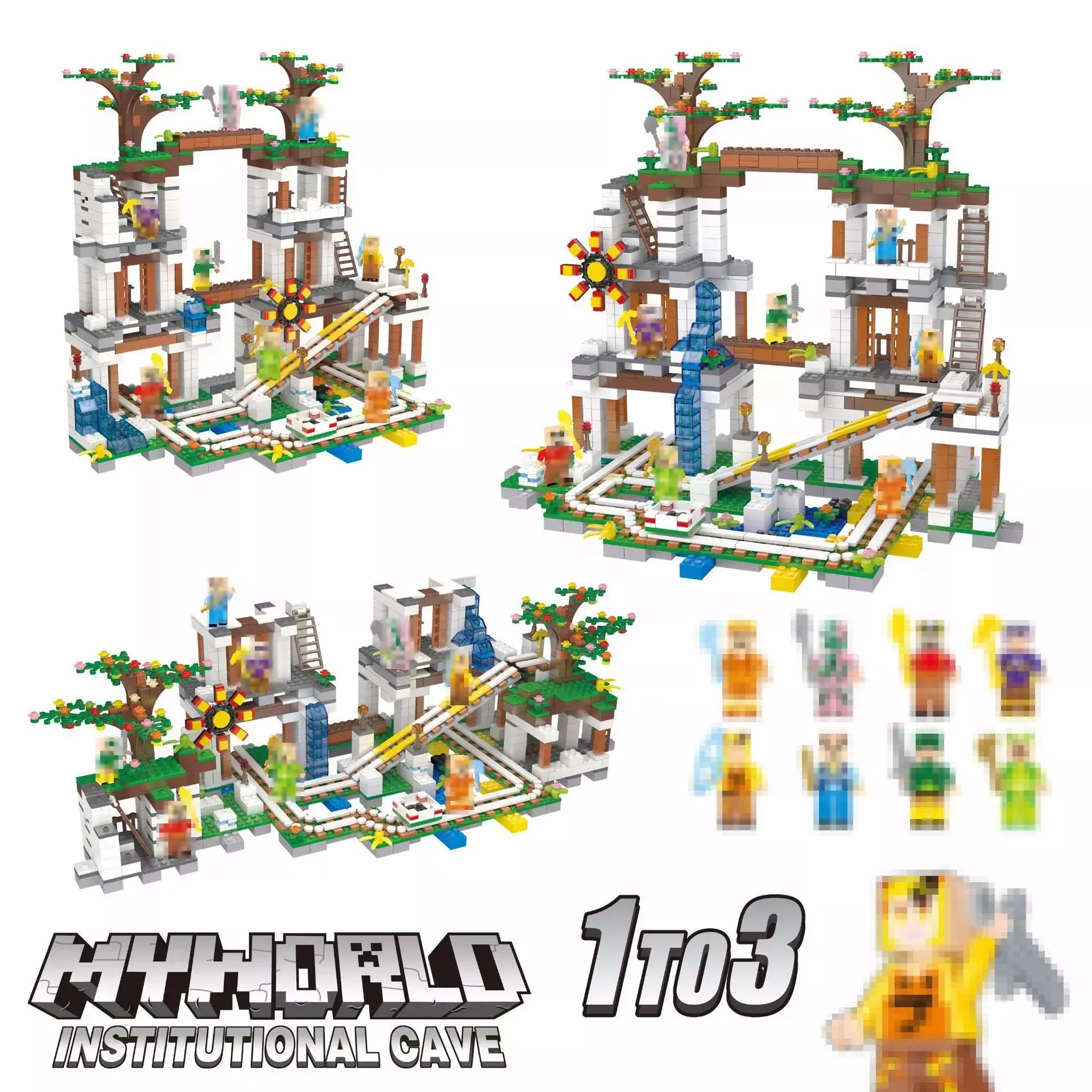

My World Switch Cave Building Blocks Three Scene Transform Series Children'S Educational Pingxing Building Blocks 1128 Granule