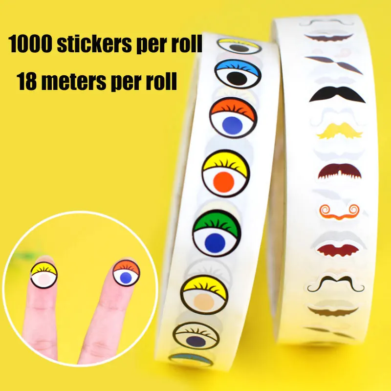 

1 Roll Eye/Nose/Mouth Stickers Back Glue Self Adhesive Children Handmade Toy Handcraft Materials Colored Eye Balls Sticker