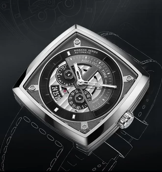 

2019 New Male Automatic Mechanical Watches Sapphire Crystal 5ATM Seven Squares Friday Punk Steam Style Men Cool Wrist watch gift