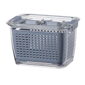 

Plastic Storage Box Fresh Container Refrigerator Fruit Vegetable Drain Crisper Kitchen Storage Containers With Lid
