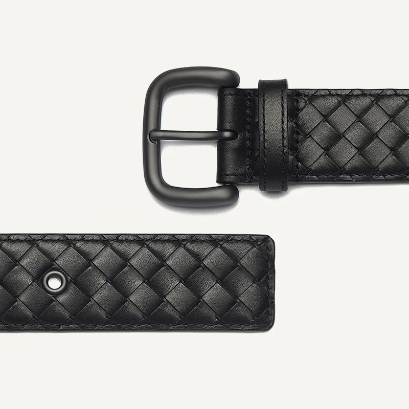 Black 4.0CM Мужской ремень, Детская коровья кожа, тканый роскошный бренд, Бизнес Стиль, Классическая мода, Простой Высококачественный сплав, пряжка,, новинка, подарочная коробка - Цвет: Black 4.0CM
