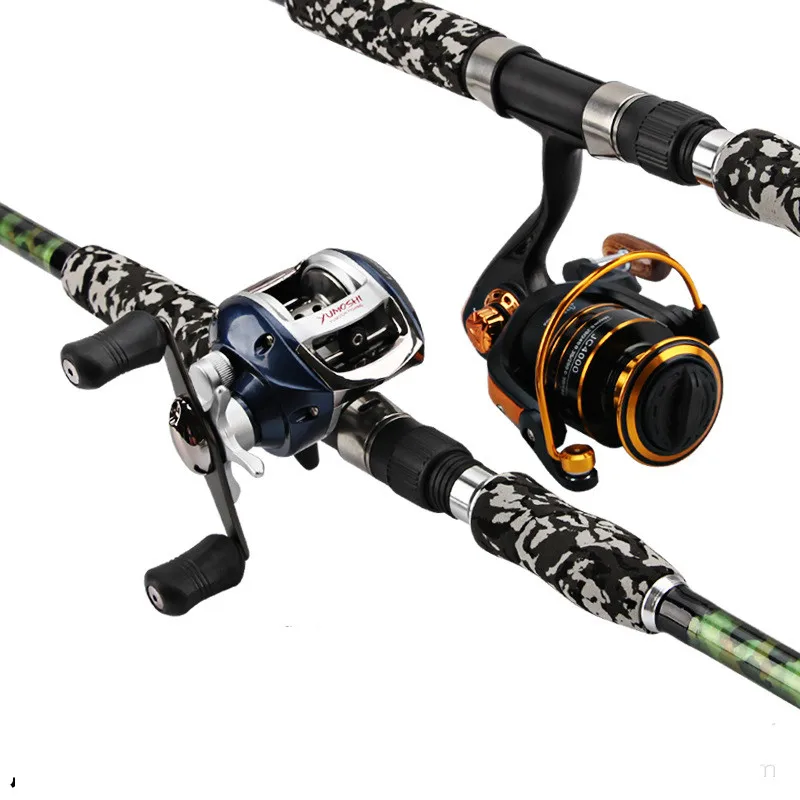 2.1m 2.28m 2.4m Spinning Pole with Wheel Set Casting Rod Baitcast Reel XXH Power Super Hard Fishing Canne Peceh Black Fish Pesca | Спорт и