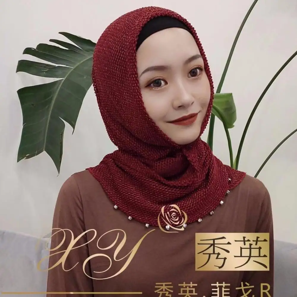 Мгновенный ready to wear мусульманский шарф для женщин плотная хиджабы - Цвет: F